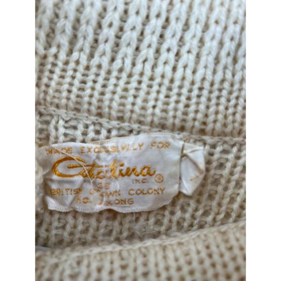 VINTAGE 50's-60 S Oversized Pullover Sweater Mini Dress Tunic Floral Accents - Picture 9 of 9